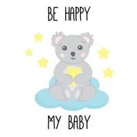 schattige kleine koala met de ster. illustratie voor pasgeboren baby. vector prints voor babykamer, wenskaart, poster. schattige kinderkamer illustratie.