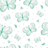 mint groen abstract vlinderpatroon met kleine wilde bloemen vectorillustratie. vector