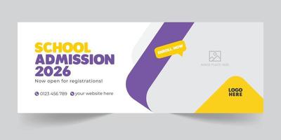 school toelating kinderen leren onderwijs sociale media tijdlijn en promotionele webbanner ontwerpsjabloon pro download vector