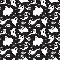 schattig spook boo vakantie karakter naadloze patroon vlakke stijl ontwerp vector illustratie set geïsoleerd op donkere achtergrond.
