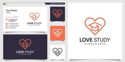 liefdesstudie logo met lijn kunststijl en visitekaartje ontwerpsjabloon premium vector