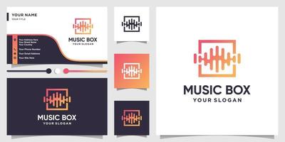 musix box-logo met moderne lijnkunststijl en visitekaartjeontwerp premium vector