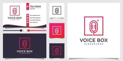 voice box-logo met moderne lijnkunststijl en visitekaartjeontwerp premium vector