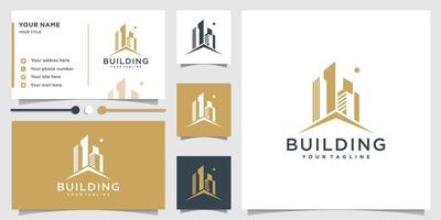 gebouw logo met modern uniek concept en visitekaartje ontwerp premium vector