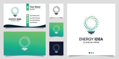 energie logo met gradiënt cirkel lamp idee en visitekaartje ontwerpsjabloon premium vector