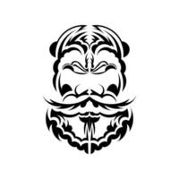 maori masker. inheemse Polynesiërs en Hawaiiaanse tikiillustratie in zwart-wit. geïsoleerd op een witte achtergrond. klaar tattoo-sjabloon. vectorillustratie. vector