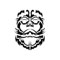 maori masker. angstaanjagende maskers in het lokale ornament van Polynesië. geïsoleerd op een witte achtergrond. klaar tattoo-sjabloon. vectorillustratie. vector