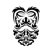 tiki masker ontwerp. inheemse Polynesiërs en Hawaiiaanse tikiillustratie in zwart-wit. geïsoleerd. klaar tattoo-sjabloon. vector. vector