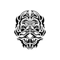tiki masker ontwerp. inheemse Polynesiërs en Hawaiiaanse tikiillustratie in zwart-wit. geïsoleerd op een witte achtergrond. vlakke stijl. vectorillustratie. vector
