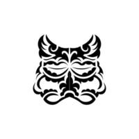 zwart-wit tiki-masker. angstaanjagende maskers in het lokale ornament van Polynesië. geïsoleerd op een witte achtergrond. tatoeage schets. vector. vector