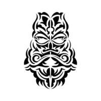 zwart-wit tiki-masker. angstaanjagende maskers in het lokale ornament van Polynesië. geïsoleerd. vlakke stijl. vectorillustratie. vector