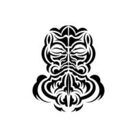 zwart-wit tiki-masker. inheemse Polynesiërs en Hawaiiaanse tikiillustratie in zwart-wit. geïsoleerd op een witte achtergrond. klaar tattoo-sjabloon. vectorillustratie. vector