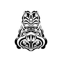 tiki masker ontwerp. inheemse Polynesiërs en Hawaiiaanse tikiillustratie in zwart-wit. geïsoleerd. klaar tattoo-sjabloon. vectorillustratie. vector