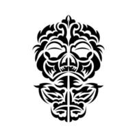 tiki masker ontwerp. traditioneel decorpatroon uit Polynesië en Hawaï. geïsoleerd op een witte achtergrond. klaar tattoo-sjabloon. vectorillustratie. vector
