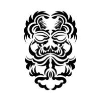 zwart-wit tiki-masker. traditioneel decorpatroon uit Polynesië en Hawaï. geïsoleerd. vlakke stijl. vector. vector