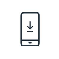 smartphone pictogram lijn vector download. download symbool geïsoleerd op een witte achtergrond.