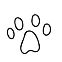 voetafdruk van de hond. vectorillustratie in lineaire handgetekende doodle-stijl vector