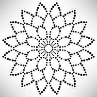 gestippelde bloemenmandala. decoratief element. sier ronde doodle geïsoleerd op een witte achtergrond. geometrische cirkel element. vector