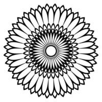 zwarte omtrek bloem mandala. vintage decoratief element. sier ronde doodle bloem geïsoleerd op een witte achtergrond. geometrische cirkel element. vector
