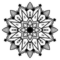 zwarte omtrek bloem mandala. vintage decoratief element. sier ronde doodle bloem geïsoleerd op een witte achtergrond. geometrische cirkel element. vector