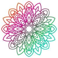 kleurrijke gradiënt bloem mandala. hand getekend decoratief element. sier ronde doodle bloemen element geïsoleerd op een witte achtergrond. vector