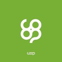 brief coop-logo. c en o-logo. o en p-logo. logo voor wellness, sportzaken vector