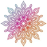 kleurrijke gradiënt bloem mandala. hand getekend decoratief element. sier ronde doodle bloemen element geïsoleerd op een witte achtergrond. vector