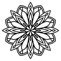 zwarte omtrek bloem mandala. vintage decoratief element. sier ronde doodle bloem geïsoleerd op een witte achtergrond. geometrische cirkel element. vector