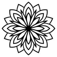 zwarte omtrek bloem mandala. vintage decoratief element. sier ronde doodle bloem geïsoleerd op een witte achtergrond. geometrische cirkel element. vector