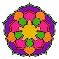 leuke kleurrijke mandala. sier ronde doodle bloem geïsoleerd op een witte achtergrond. geometrische decoratieve sieraad in etnische oosterse stijl. vector