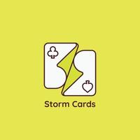 gele verlichtingskaart, stormkaartlogo-concept voor casino- of kaartspelindustrie vector