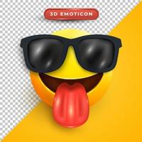 emoji 3d dengan kaca mata dan lidah keluar