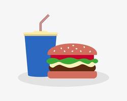 fastfood platte ontwerp vectorillustratie. hamburger en drankje icoon vector