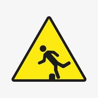 man struikelen over vector pictogram. persoon letsel symbool illustratie. waarschuwingspictogram