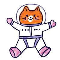 aquarel cartoon schattig spaceman kat vector. vector