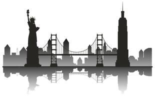 New York Silhouette Reizen Landmark vector