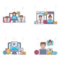 set online communicatie platte illustraties vector