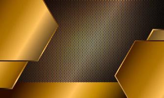 abstract goud metaal op gouden zeshoek mesh ontwerp moderne luxe technische achtergrond, vectorillustratie. vector
