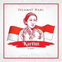 selamat hari kartini. vertaling gelukkige kartini-dag. kartini is de helden van vrouwenonderwijs en mensenrechten in Indonesië vector