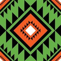 oranje op groene sjaal of sjaal geometrische etnische Oosterse patroon traditioneel ontwerp voor achtergrond, tapijt, behang, kleding, inwikkeling, batik, stof, vector illustratie borduurstijl