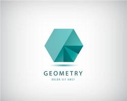 vector abstracte oigami, kristal heometrische logo. 3D-groen modern logo, veelhoekige minimalistische vorm. creatief bedrijfsmerk