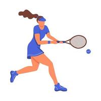 een jonge vrouw tennissen. een plat karakter. vector illustratie.