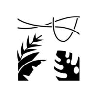 regenwoud planten glyph icoon. groenblijvende bosranken. Zwitserse kaasfabriek. reis naar de Indonesische jungle. de natuur van Bali verkennen. silhouet symbool. negatieve ruimte. vector geïsoleerde illustratie