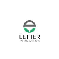 e letter logo met blad voor uw merk of bedrijf vector