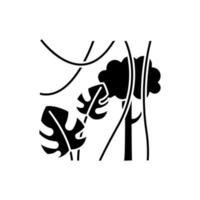 regenwoud planten glyph icoon. groenblijvende bosranken. Zwitserse kaasplant en lianen. reis naar de Indonesische jungle. ontdek de Bali-natuur. silhouet symbool. negatieve ruimte. vector geïsoleerde illustratie