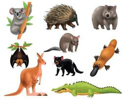 Australische dieren icon set vector