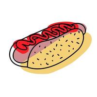 smakelijke hotdog doodle pictogram vector voor web.