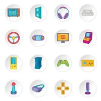 video game iconen set, cartoon stijl vector