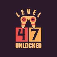 level 47 ontgrendeld, 47e verjaardag voor gamers vector