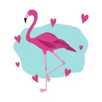 de roze flamingo staat op één poot. exotische vogel. vector. in de stijl van handtekening. vector